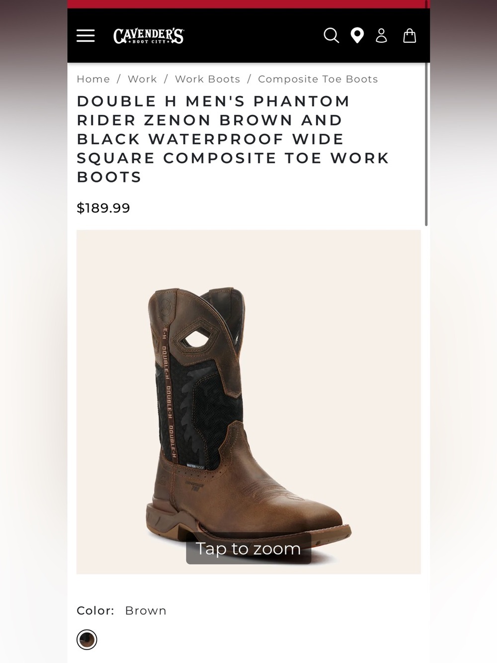 Men’s Double H Composite Toe Heavy Duty Work Boots | Size 11.5